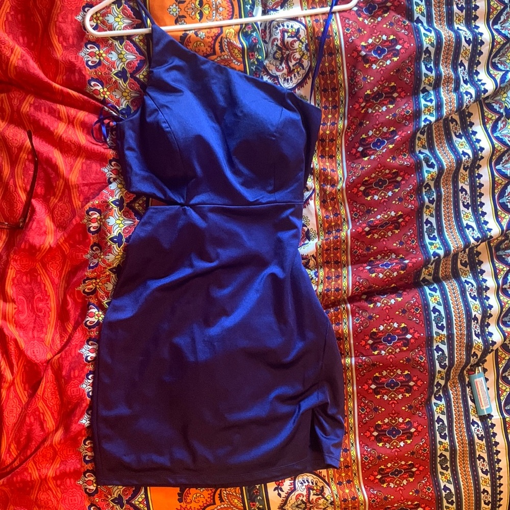 Royal blue mid-thigh dress